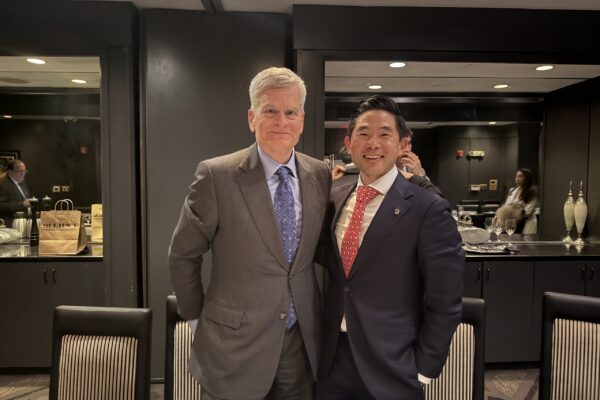 IMG_4042 Dr. Daniel Choi and Senator Bill Cassidy speaking at a healthcare forum in Great Neck.